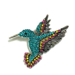 Blue Hummingbird Brooch